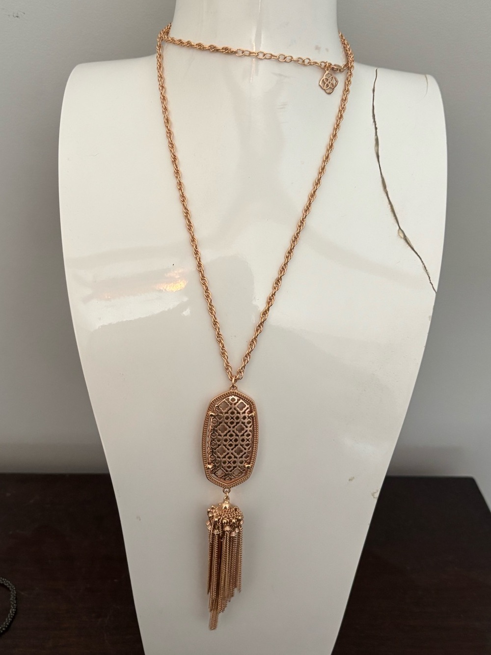 Kendra Scott Rose Gold Rose Gold Filigree Rayne Pendant Tassel Necklace